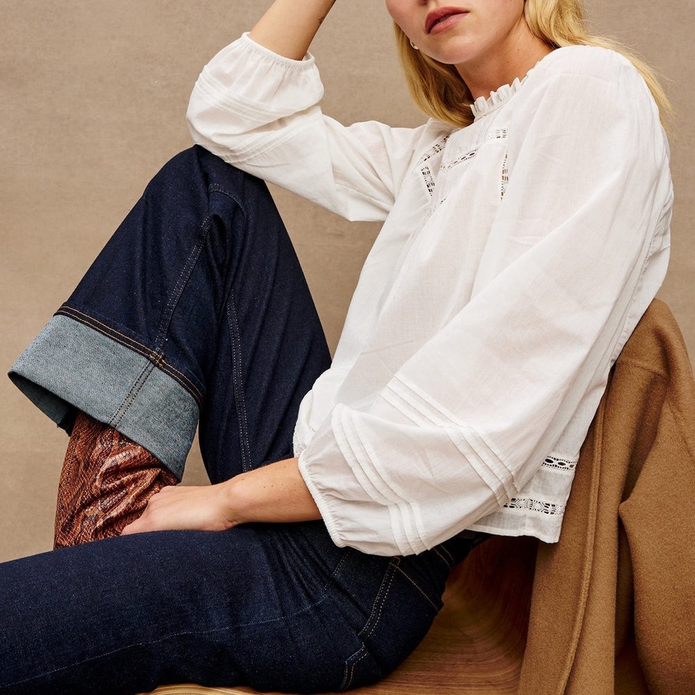 Rails 100% Cotton White Women's Blouse with Delicate Details - Picture 5 of 14